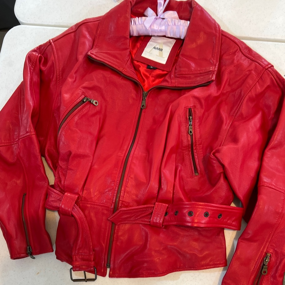 Avanti 1980’s Vibrant Red Leather Jacket for Women